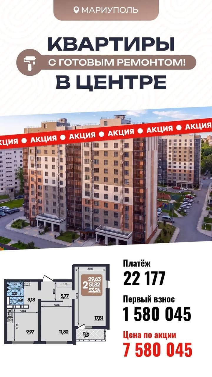 Квартира с готовым ремонтом в центре